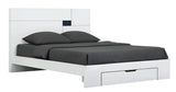 White Wood CA King Platform Bed Frame With Storage Drawer - Homeroots