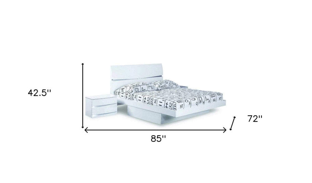 White Solid Wood King Bed Frame - Homeroots - Flyclothing LLC