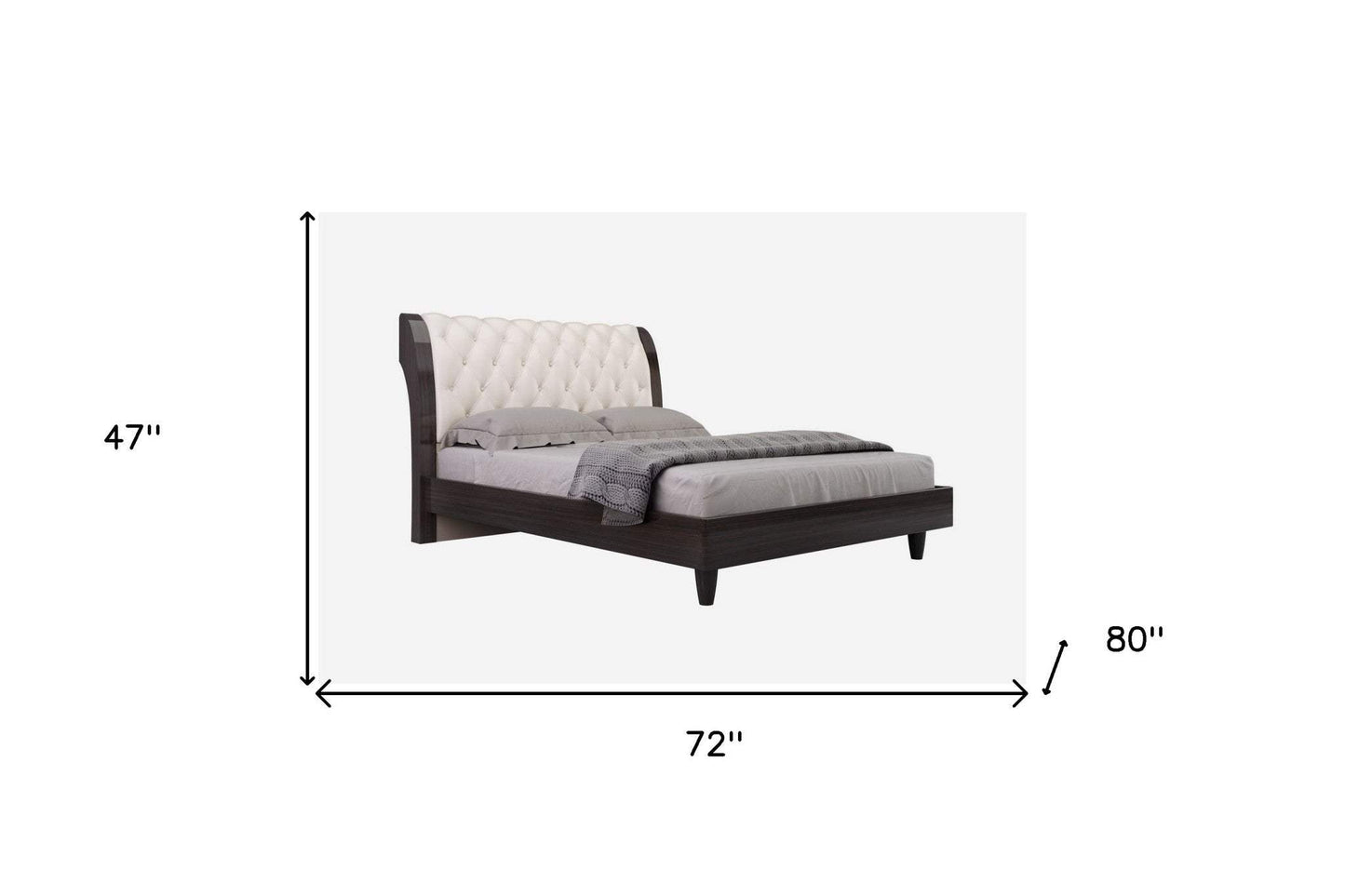 Solid Wood King Tufted Beige Upholstered Faux Leather Bed With Nailhead Trim - Homeroots - Flyclothing LLC