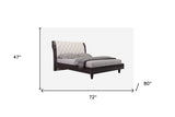 Solid Wood King Tufted Beige Upholstered Faux Leather Bed With Nailhead Trim - Homeroots - Flyclothing LLC