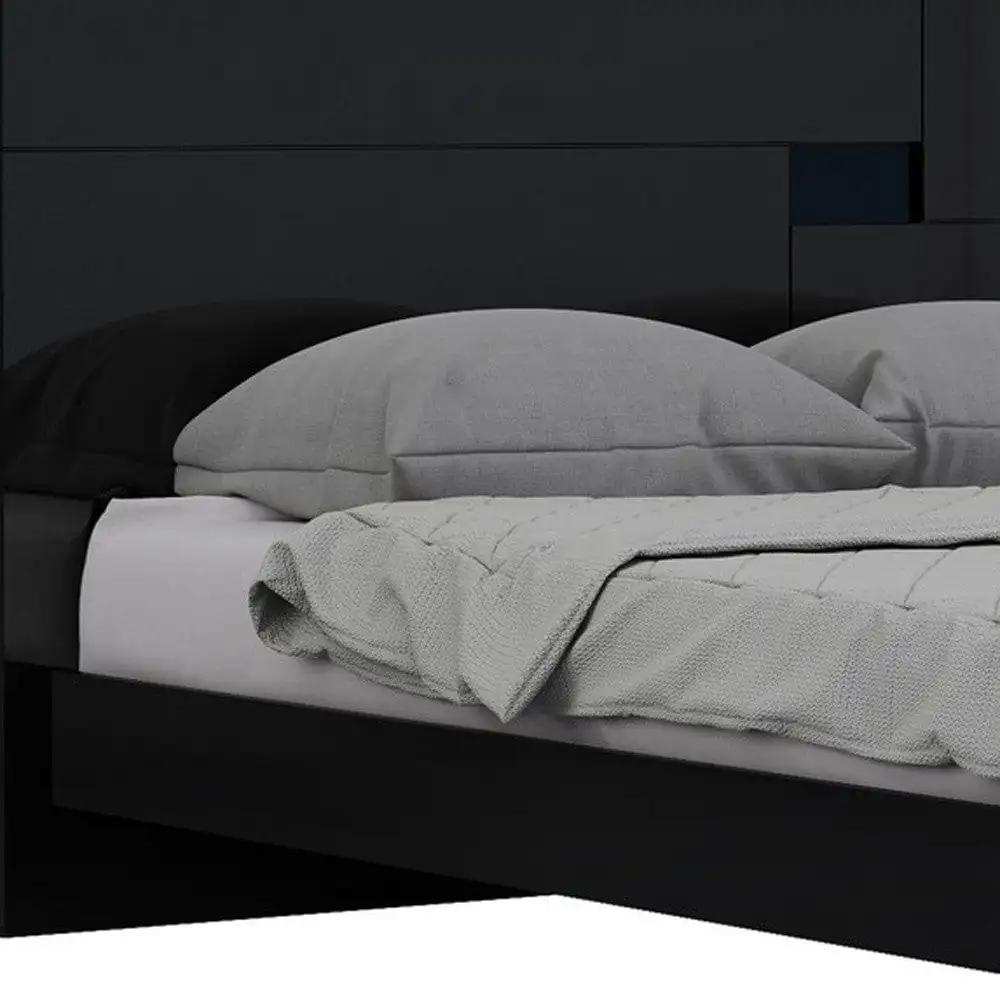 Solid Wood King Black Bed - Homeroots - Flyclothing LLC
