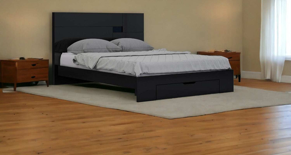 Solid Wood King Black Bed - Homeroots - Flyclothing LLC