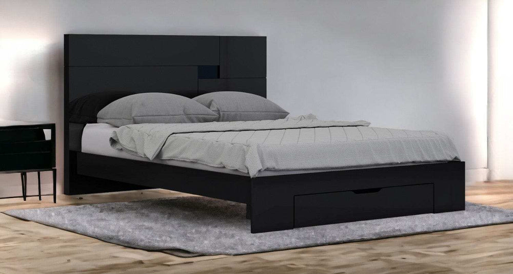 Solid Wood King Black Bed - Homeroots - Flyclothing LLC