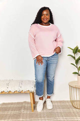 Angel Wings Contrast Detail Dropped Shoulder Knit Top - Trendsi - Flyclothing LLC
