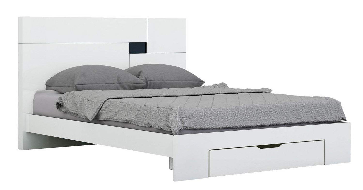 Solid Wood Queen White Bed - Homeroots - Flyclothing LLC