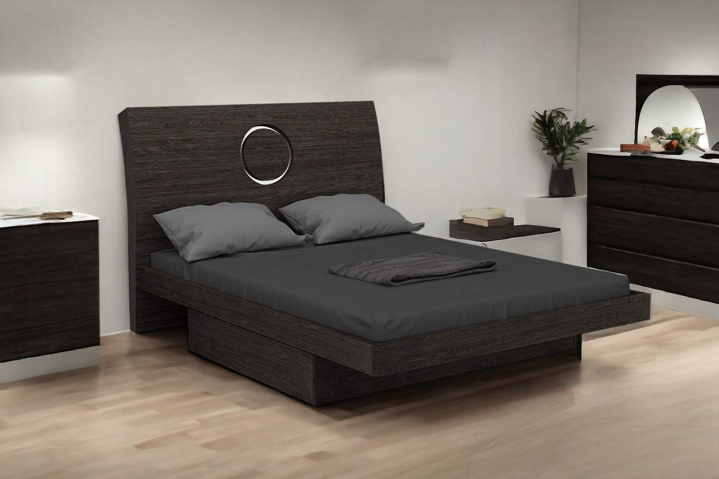 Queen Gray Bed - Homeroots - Flyclothing LLC