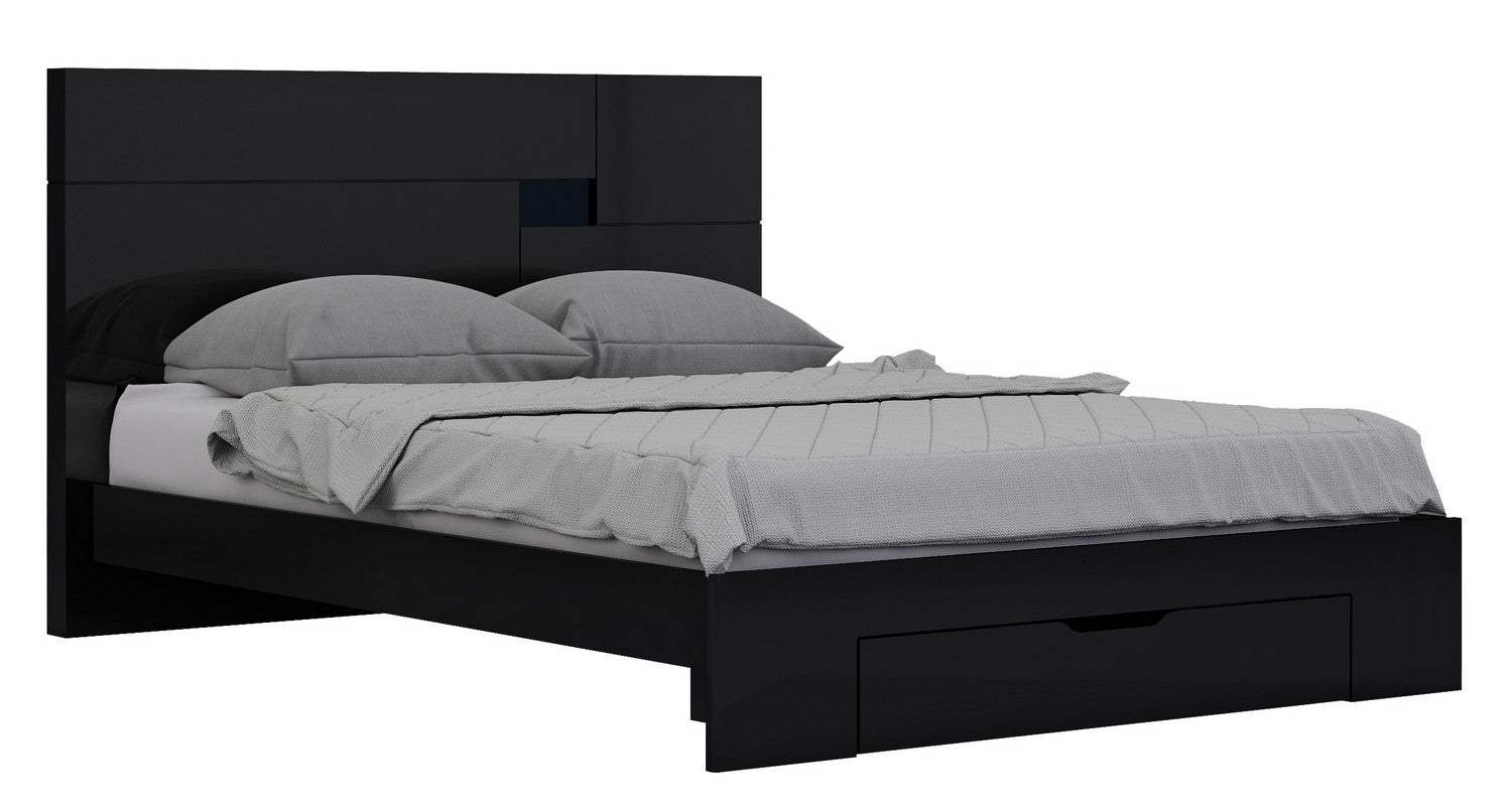 Solid Wood Queen Black Bed - Homeroots - Flyclothing LLC