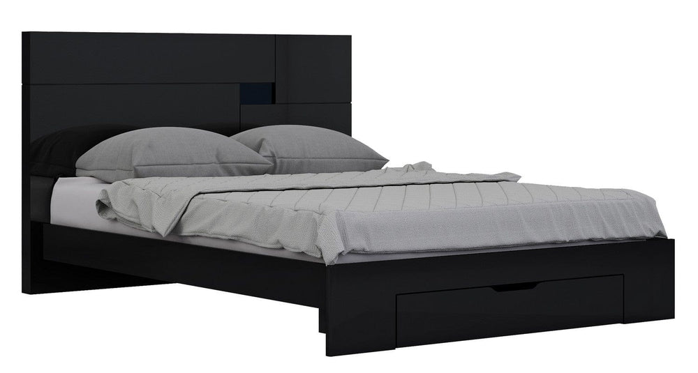 Solid Wood Queen Black Bed - Homeroots