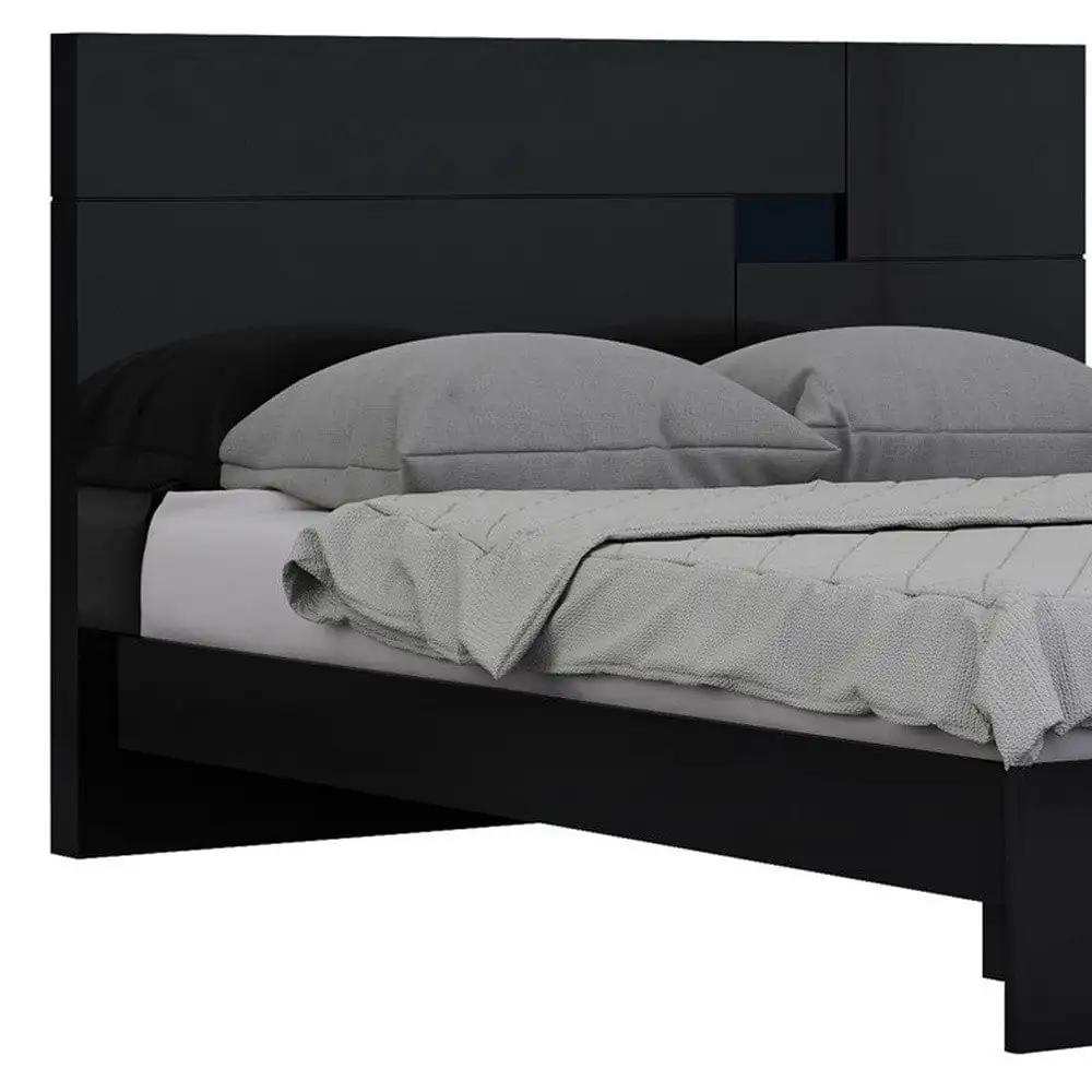 Solid Wood Queen Black Bed - Homeroots - Flyclothing LLC