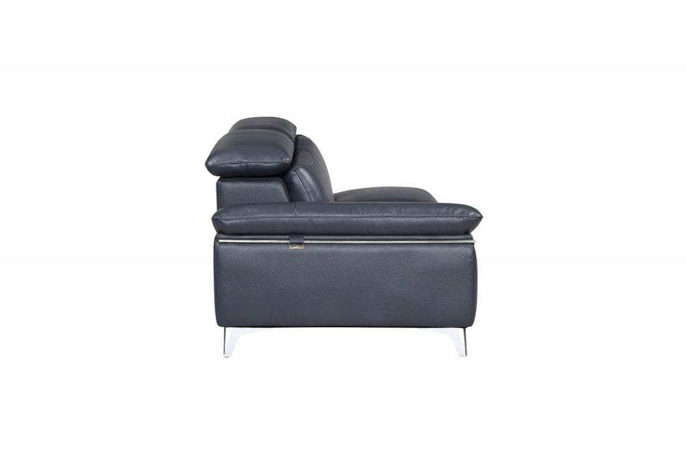 Navy Blue Italian Leather L Shaped Two Piece Sofa and Chaise Sectional - Homeroots - Flyclothing LLC