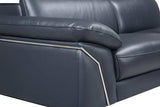 Navy Blue Italian Leather L Shaped Two Piece Sofa and Chaise Sectional - Homeroots - Flyclothing LLC