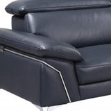 Navy Blue Italian Leather L Shaped Two Piece Sofa and Chaise Sectional - Homeroots - Flyclothing LLC