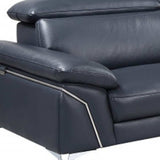 Navy Blue Italian Leather L Shaped Two Piece Sofa and Chaise Sectional - Homeroots - Flyclothing LLC
