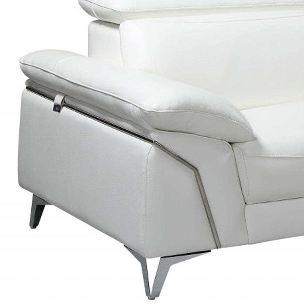White Italian Leather L Shaped Two Piece Sofa and Chaise Sectional - Homeroots - Flyclothing LLC