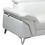 White Italian Leather L Shaped Two Piece Sofa and Chaise Sectional - Homeroots - Flyclothing LLC