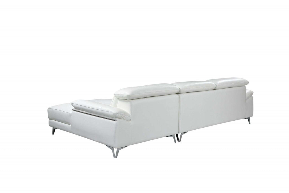 White Italian Leather L Shaped Two Piece Sofa and Chaise Sectional - Homeroots - Flyclothing LLC