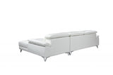 White Italian Leather L Shaped Two Piece Sofa and Chaise Sectional - Homeroots