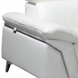 White Italian Leather L Shaped Two Piece Sofa and Chaise Sectional - Homeroots - Flyclothing LLC
