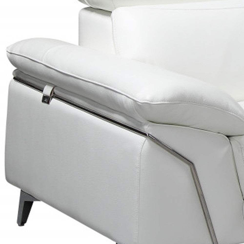 White Italian Leather L Shaped Two Piece Sofa and Chaise Sectional - Homeroots - Flyclothing LLC