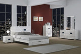 Four Piece White Solid Wood Bedroom Set With Mirror - Homeroots