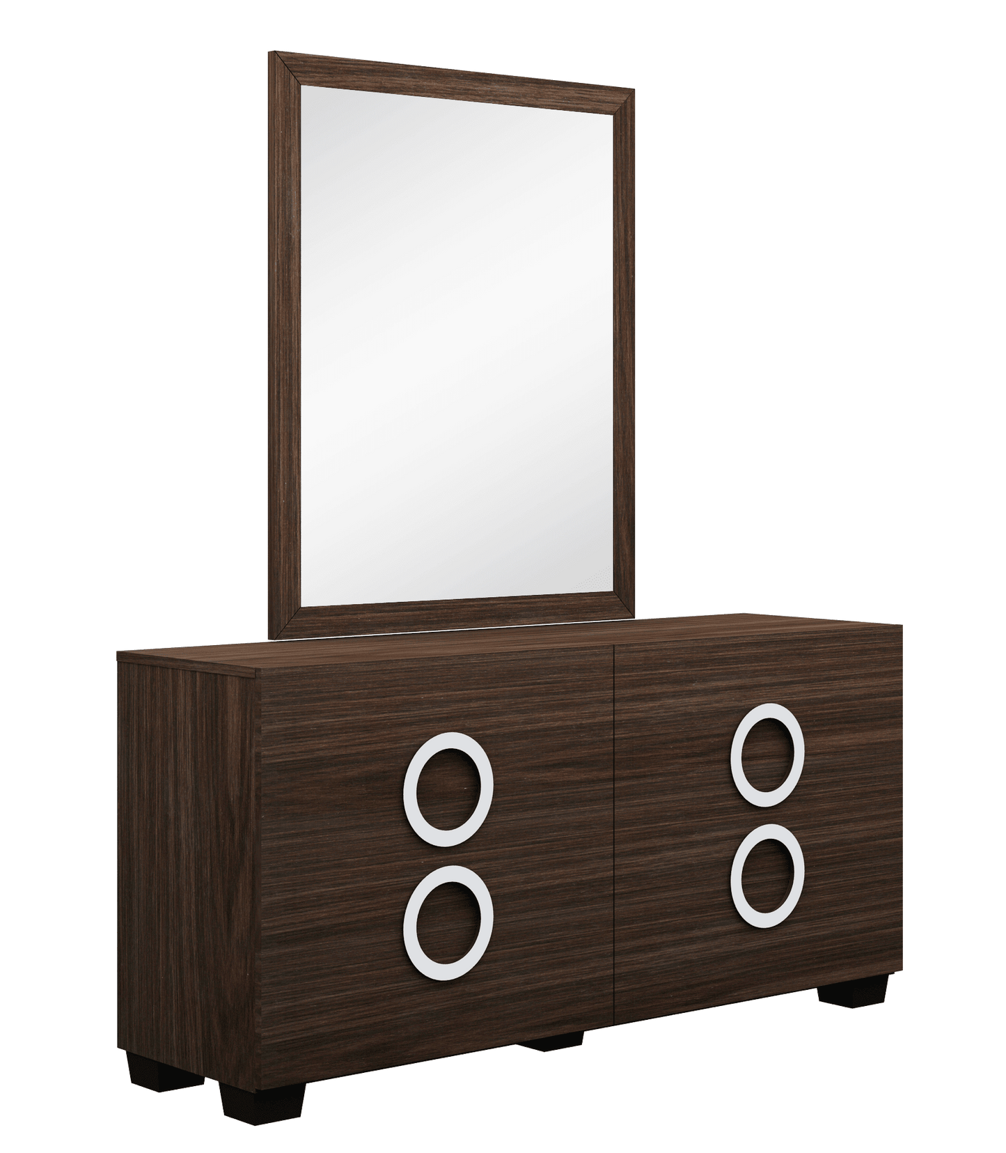 Four Piece Wood Brown Solid Wood Bedroom Set With Mirror - Homeroots - Flyclothing LLC