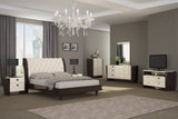 Four Piece Beige Solid Wood Bedroom Set With Mirror - Homeroots