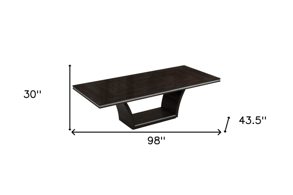 98" Dark Brown Solid Wood Self-Storing Leaf Pedestal Base Dining Table - Homeroots - Flyclothing LLC
