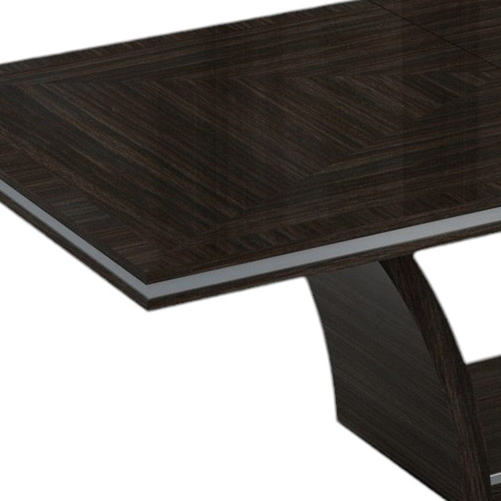 98" Dark Brown Solid Wood Self-Storing Leaf Pedestal Base Dining Table - Homeroots - Flyclothing LLC