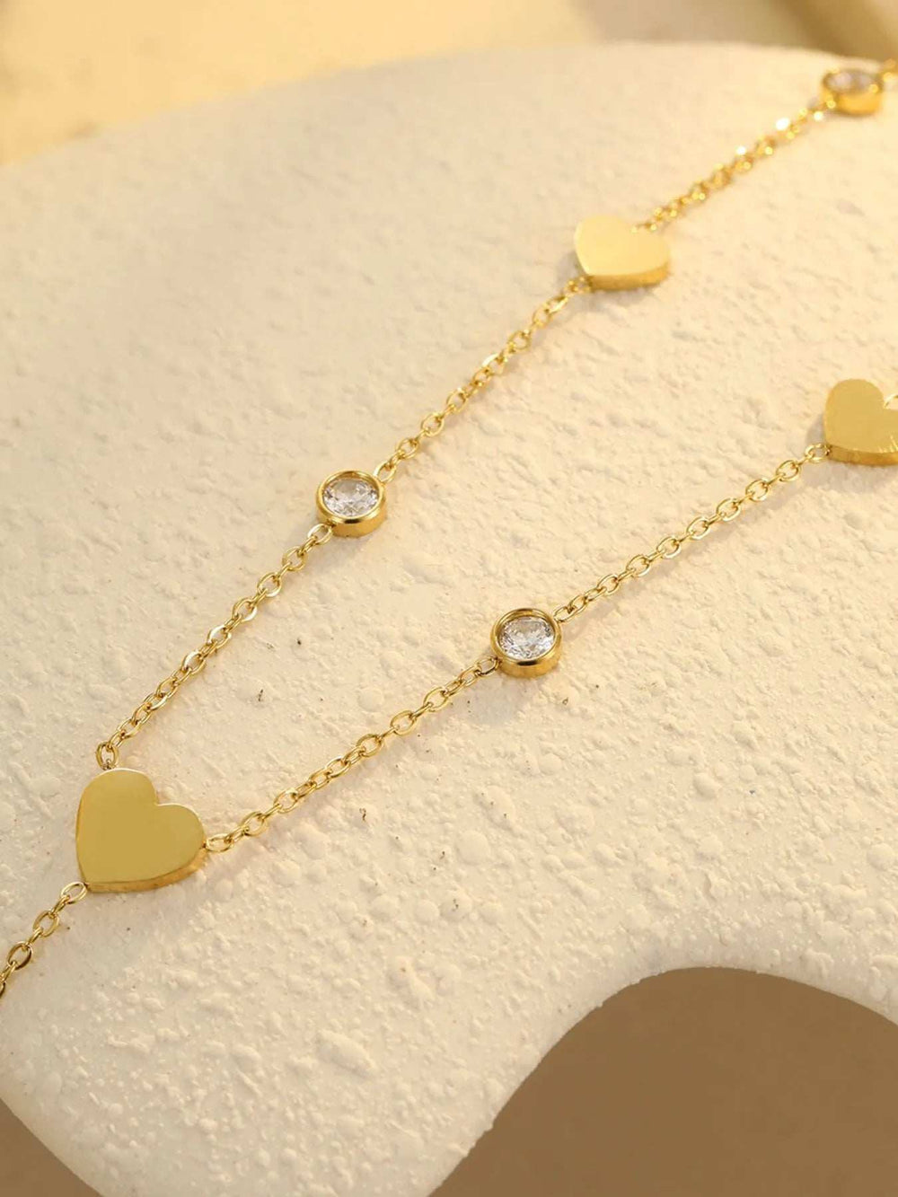 18K Gold-Plated Heart Zircon Necklace - Trendsi - Flyclothing LLC