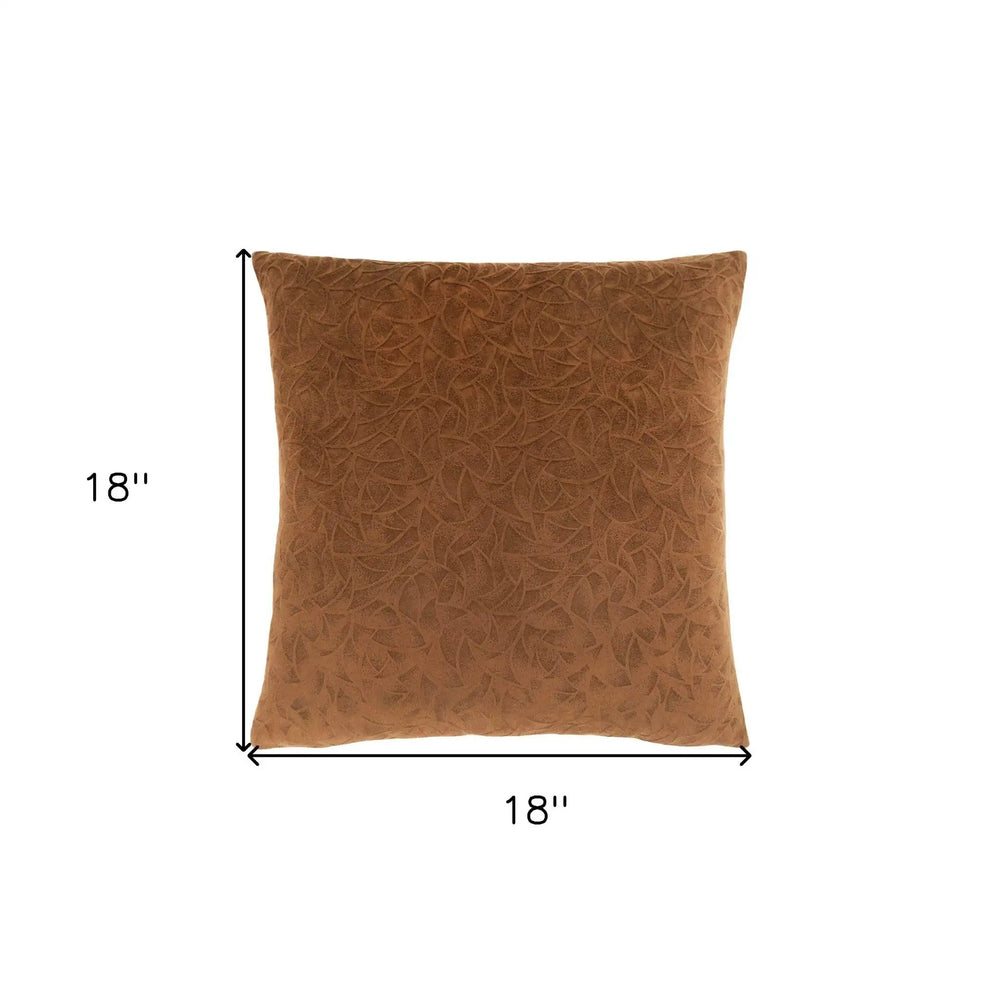 18" X 18" Brown Velvet Polyester Geometric Zippered Pillow - Homeroots - Flyclothing LLC