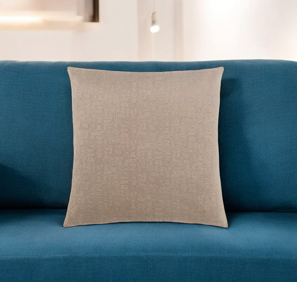 18" X 18" Taupe Velvet Polyester Mosaic Zippered Pillow - Homeroots