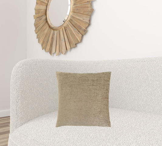 18" X 18" Tan Polyester Zippered Pillow - Homeroots