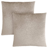 Set Of Two 18" X 18" Taupe Velvet Polyester Floral Zippered Pillow - Homeroots