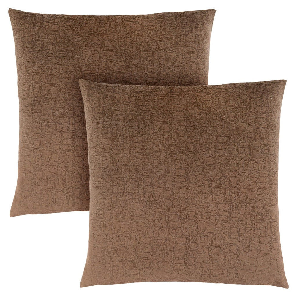 Set Of Two 18" X 18" Brown Velvet Polyester Mosaic Zippered Pillow - Homeroots - Flyclothing LLC