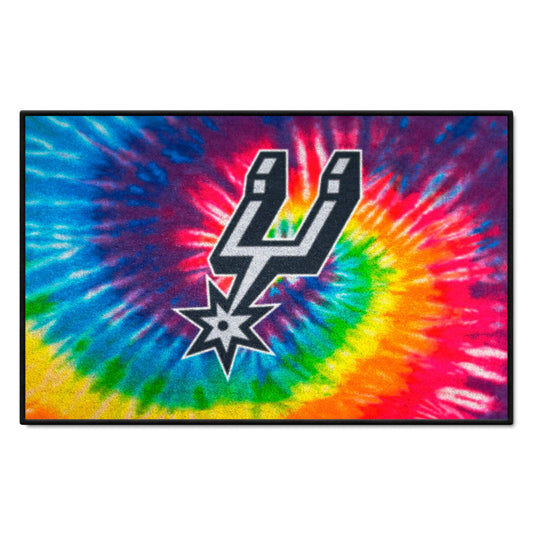 San Antonio Spurs Tie Dye Starter Mat Accent Rug - 19in. x 30in. - San Antonio Spurs