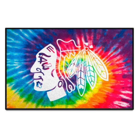 Chicago Blackhawks Tie Dye Starter Mat Accent Rug - 19in. x 30in. - Chicago Blackhawks
