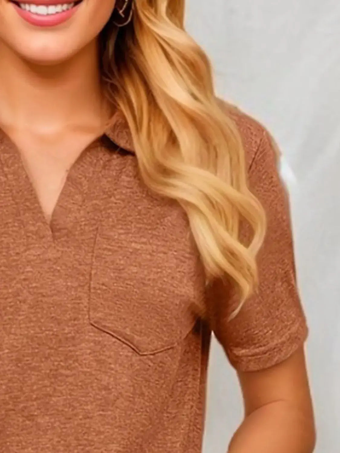 Johnny Collar Short Sleeve Top - Trendsi - Flyclothing LLC