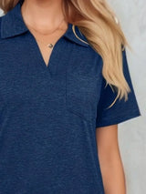 Johnny Collar Short Sleeve Top - Trendsi - Flyclothing LLC