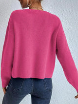 Ribbed Knit Dropped Shoulder Sweater - Trendsi - Flyclothing LLC