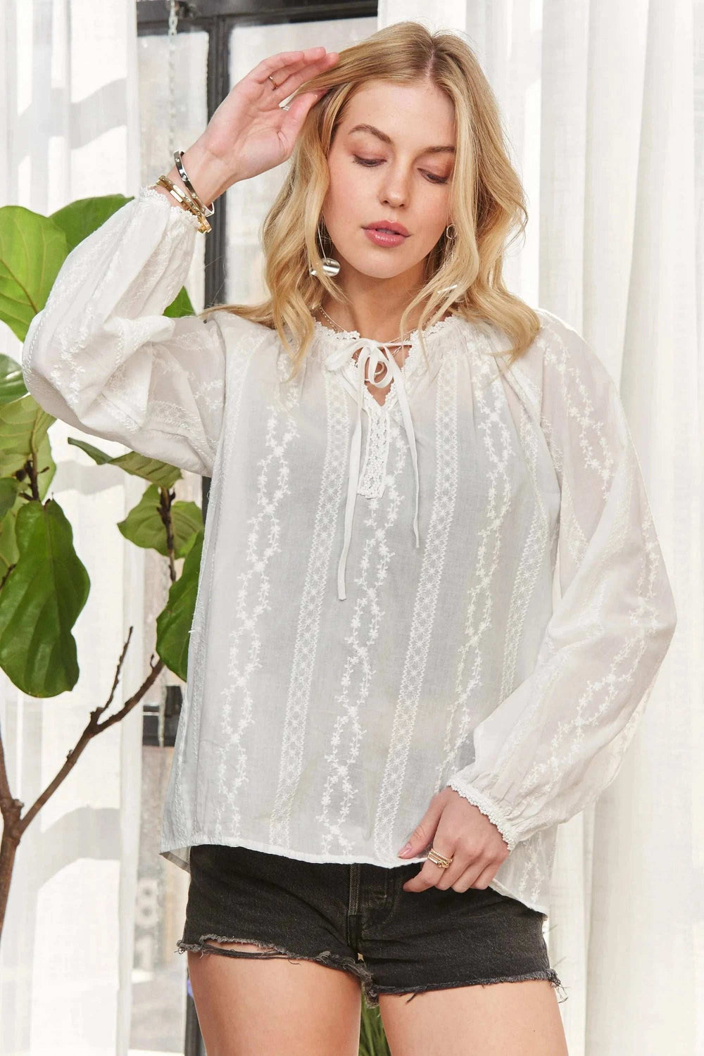 ADORA Cotton Peasant Top - Trendsi - Flyclothing LLC