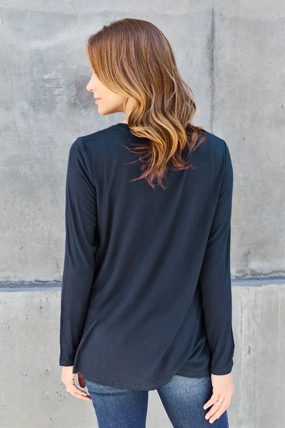 Basic Bae Full Size V-Neck Long Sleeve Top - ShopBasicbae - Flyclothing LLC