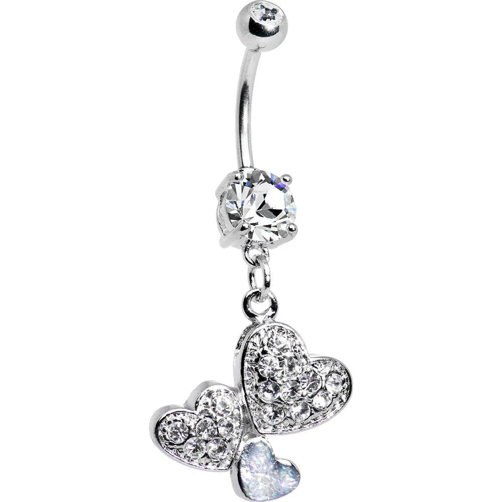 Crystalline Gem Trio of Hearts Belly Ring - BodyCandy - Flyclothing LLC