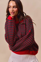 SO ME Textured Two Tone Sweater - Trendsi - Flyclothing LLC