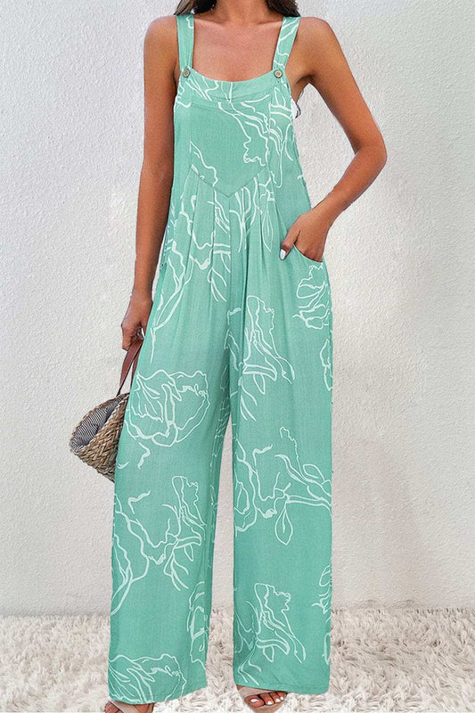 Printed Wide Strap Jumpsuit - Trendsi - Flyclothing LLC