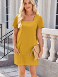 Lovelet Square Neck Short Sleeve Mini Tee Dress - Trendsi - Flyclothing LLC