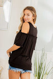 Heimish Full Size Frill Round Neck Cold Shoulder T-Shirt Plus Size - Trendsi - Flyclothing LLC