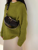 Chain Decor Crescent Crossbody Bag - Trendsi - Flyclothing LLC