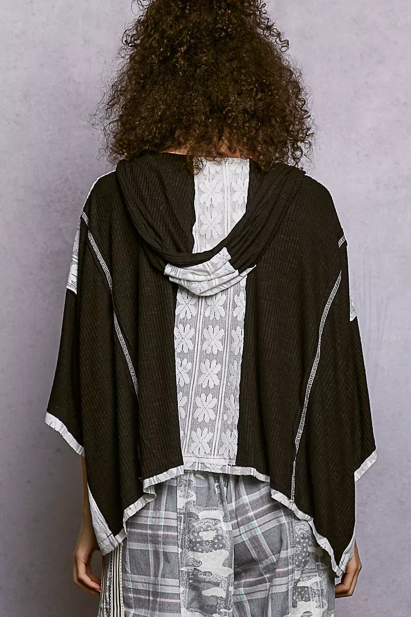 POL Short Sleeve Hoodie Top with Lace Detail - Trendsi - Flyclothing LLC
