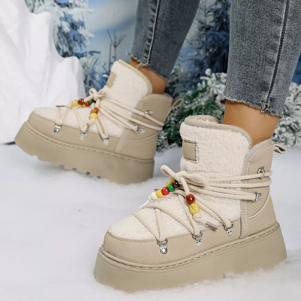 Lace-Up Platform Winter Boots - Trendsi - Flyclothing LLC