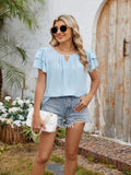 Cutout Round Neck Short Sleeve Blouse - Trendsi